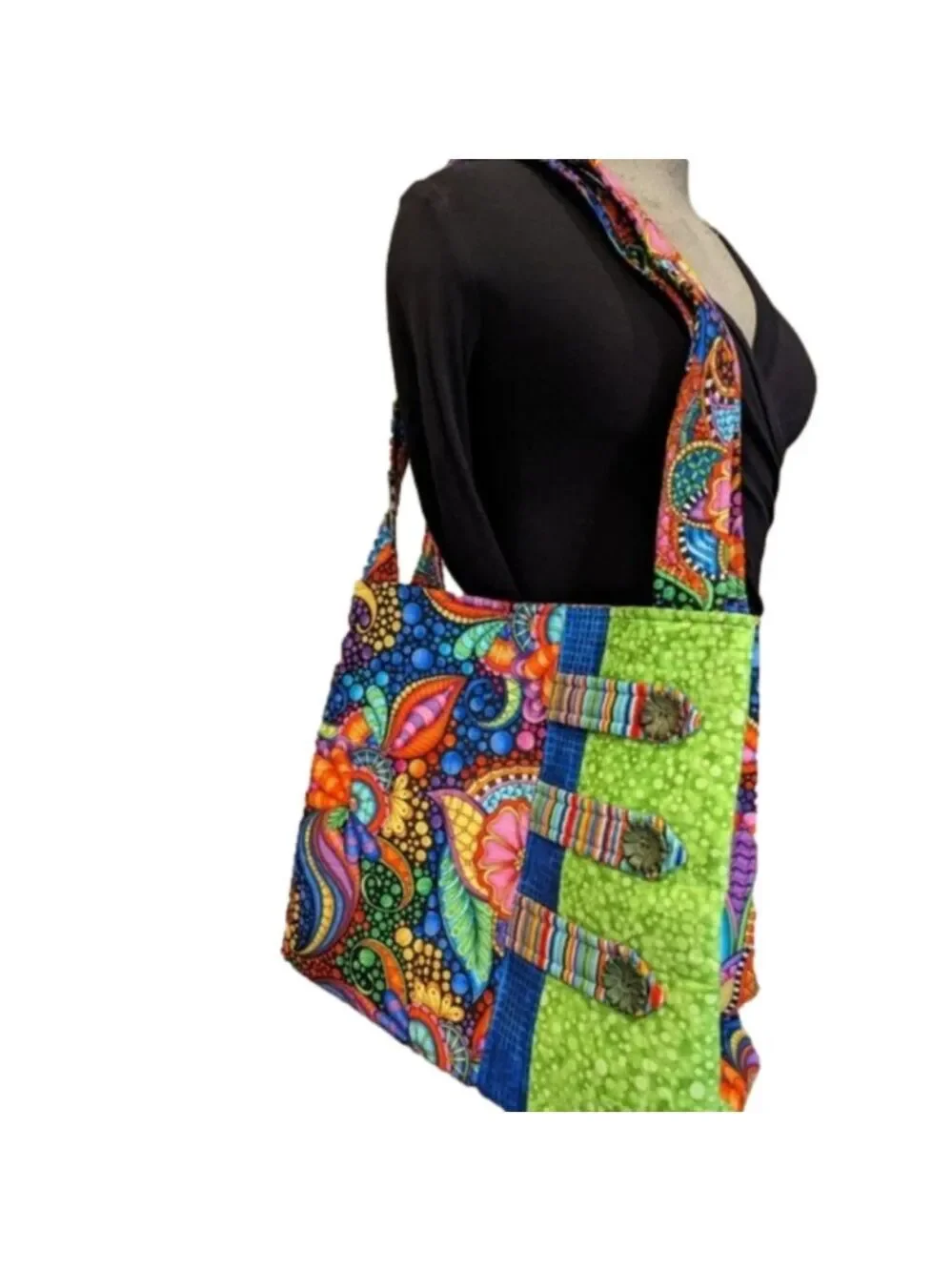 Psychedelic handmade colorful shoulder bag - CA